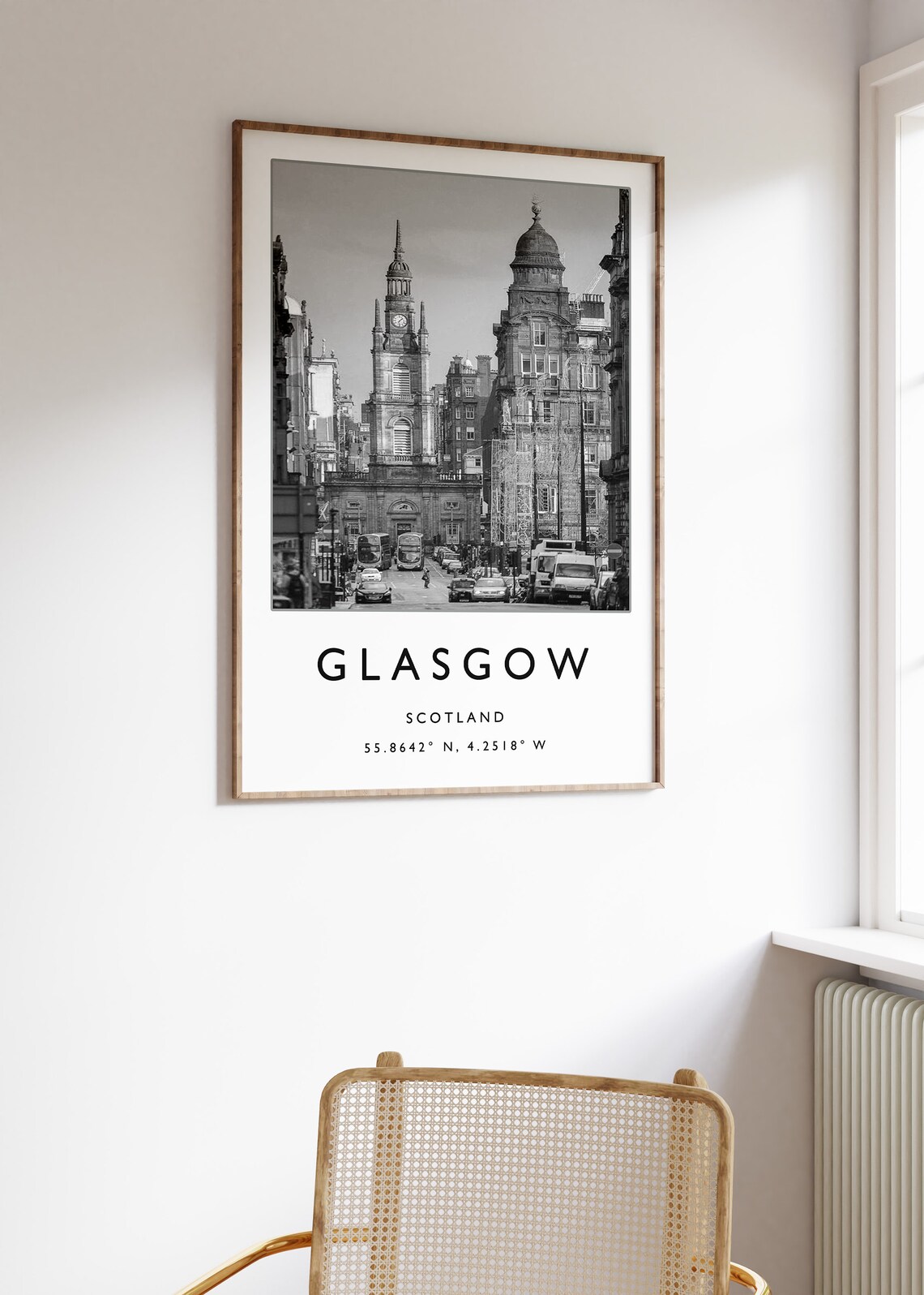 Glasgow Scotland Black and White Historic Street Photo Poster - Image 2