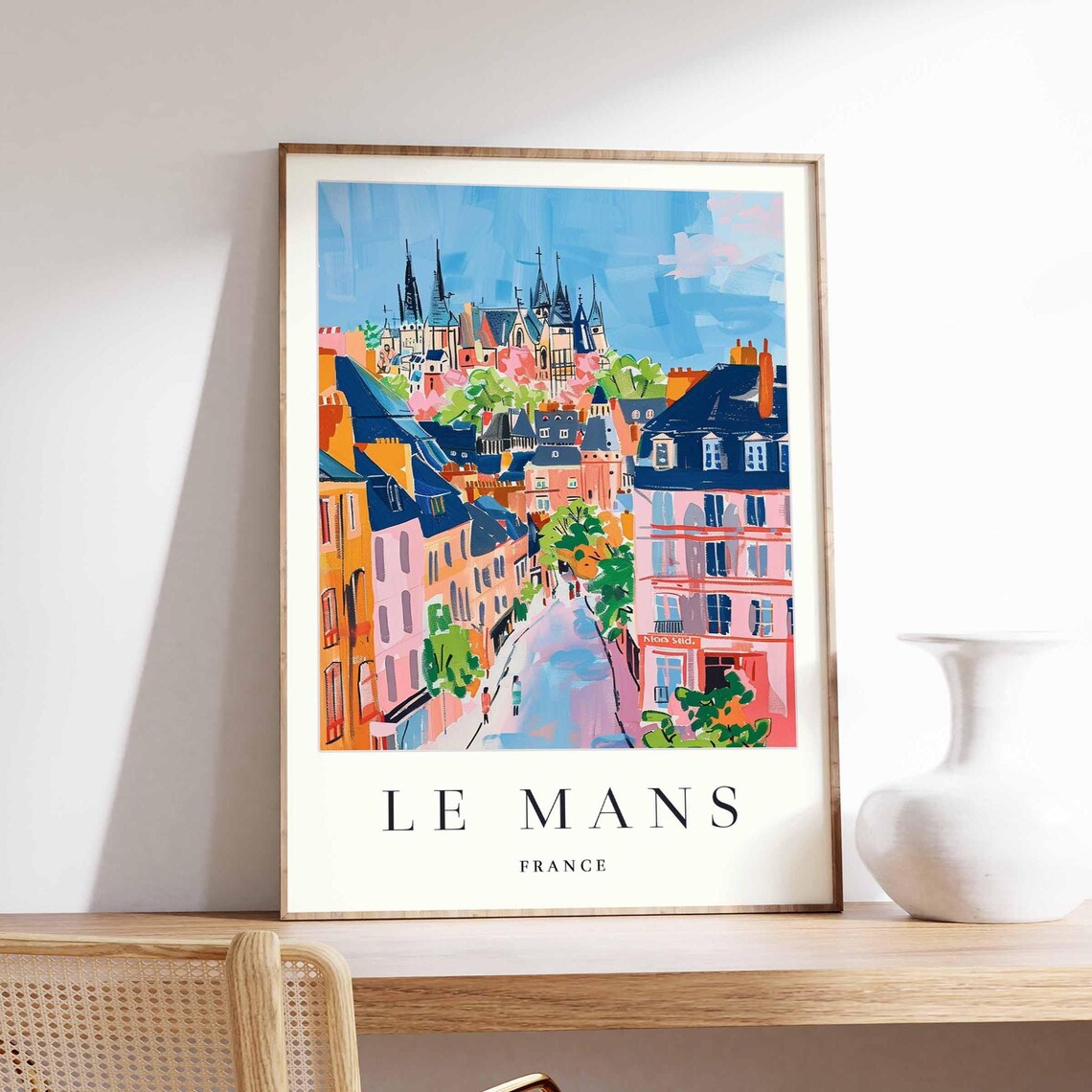 Le Mans France Poster Colorful Cityscape Art Print