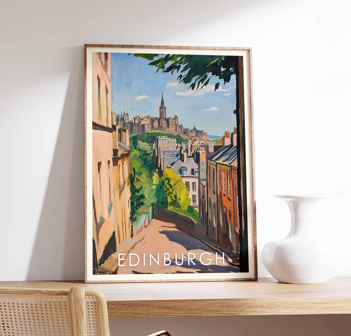 Edinburgh Scotland Old Town Street Castle on the Hill Poster