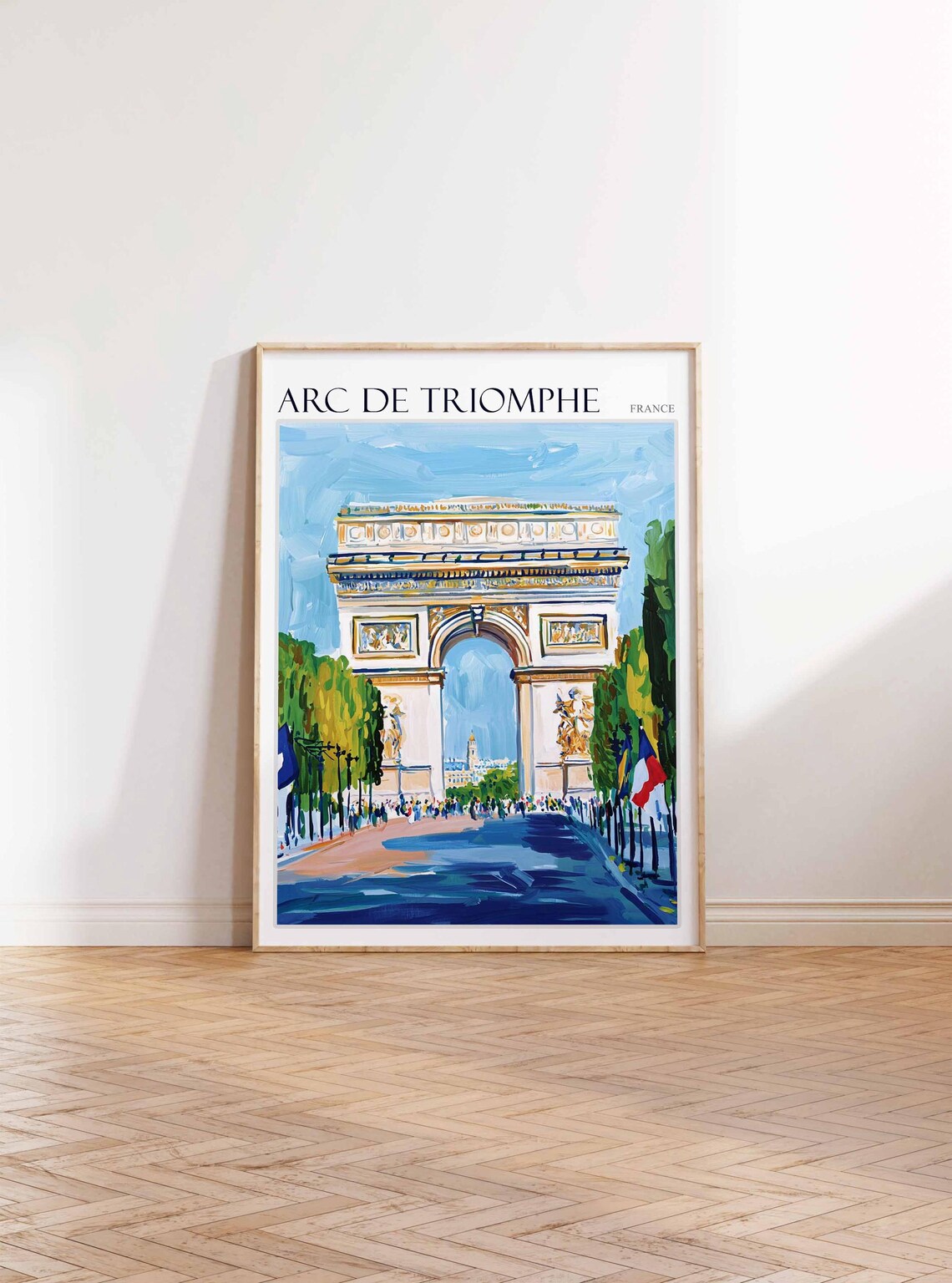 Arc de Triomphe Paris France Avenue View Colorful Travel Poster - Image 3