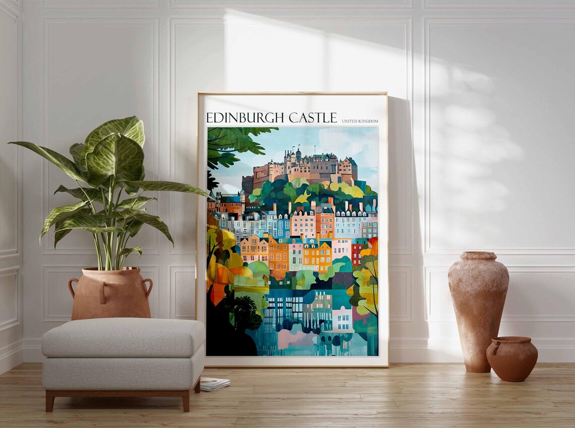 Edinburgh Castle Poster England Travel Print British Decor United Kingdom Travel Poster City Print Edinburgh Castle Travel Poster - Image 2