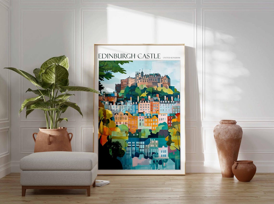 Edinburgh Castle United Kingdom Geometric Reflection Modern Art Poster - Image 2