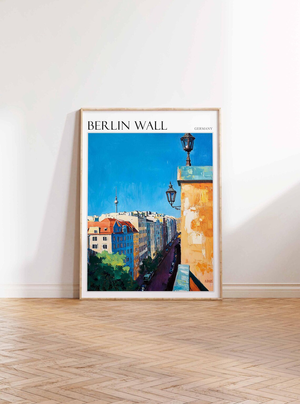 Berlin Wall Germany City Street TV Tower Sunny View Art Poster - Image 3