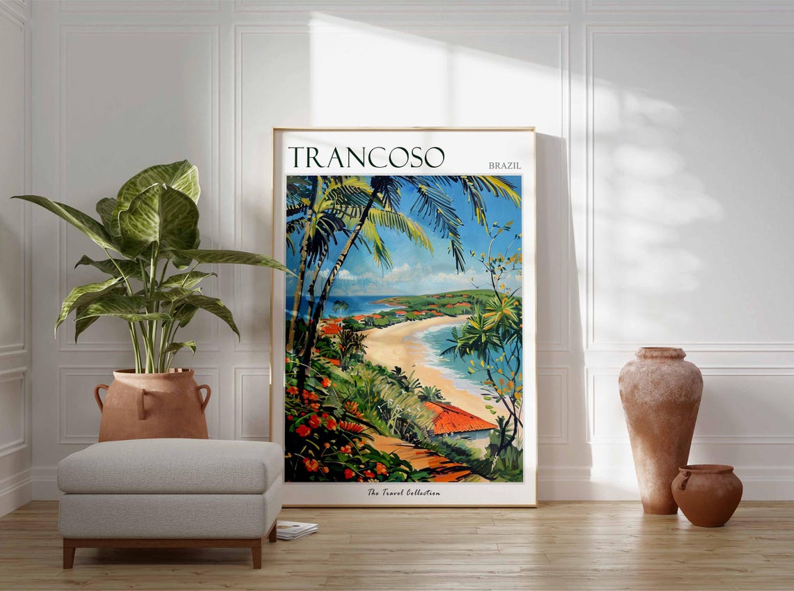 Trancoso Poster Brazil Travel Print Brazilian Decor South America Travel Poster Botanical Print Trancoso Gift Trancoso Travel Poster - Image 2