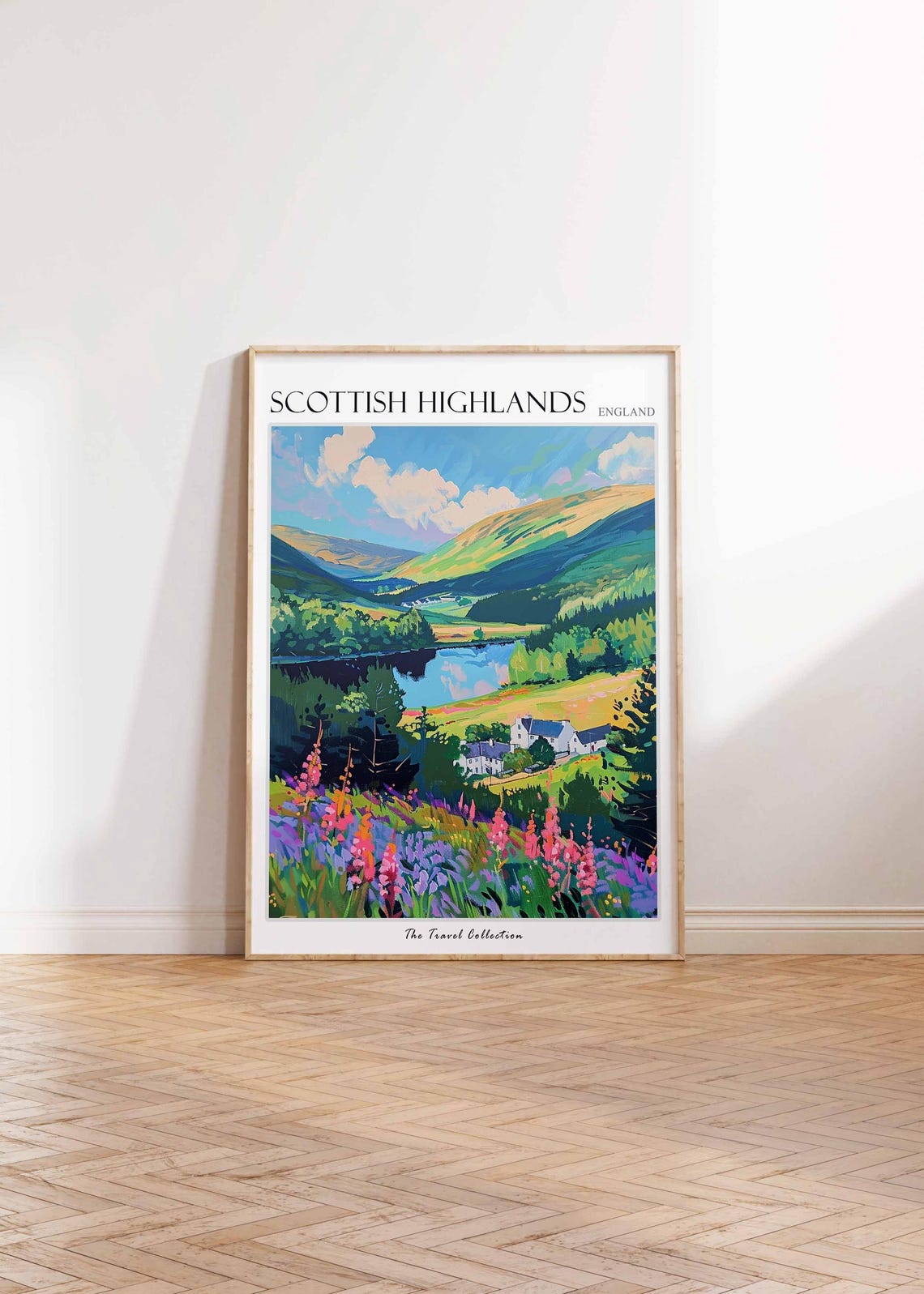 Scottish Highlands Dark Loch Lupin Village View Travel Poster - Image 2