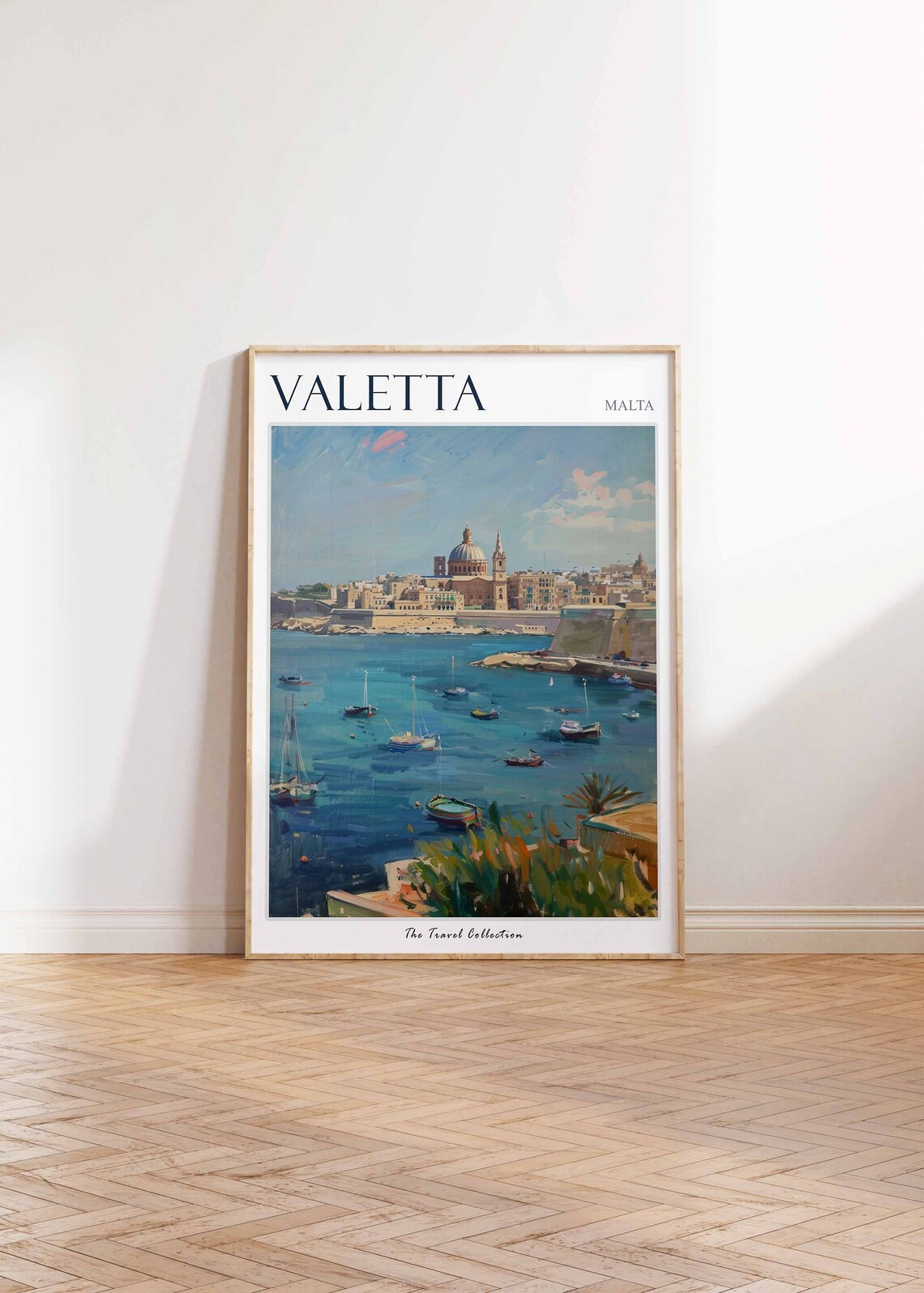 Valetta Malta Grand Harbor Cityscape Painting Collection Poster - Image 2