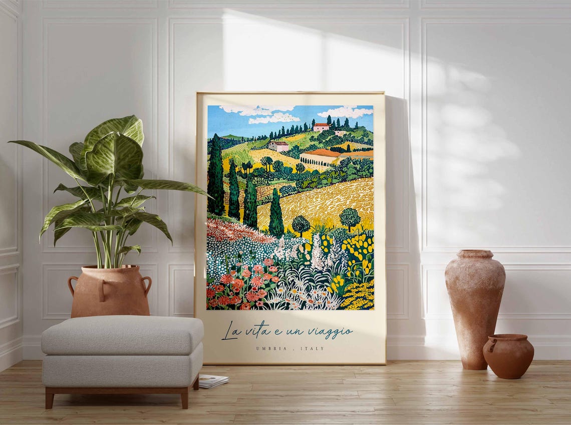 Umbria Poster Italian Travel Print Umbria Travel Art Umbria Wall Art Italy Art Italy Travel Decor Italian Travel Gift - Image 3