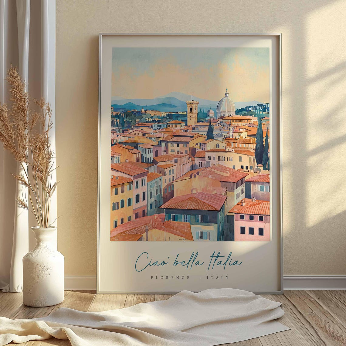 Florence Old Town Rooftops Panorama Duomo Italy Travel Poster - Image 2