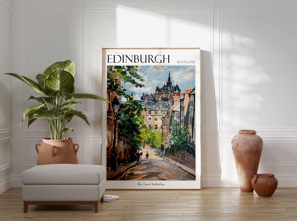 Edinburgh Poster Scotland Travel Print Scottish Decor United Kingdom Travel Poster City Print Edinburgh Gift Edinburgh Travel Poster - Image 2