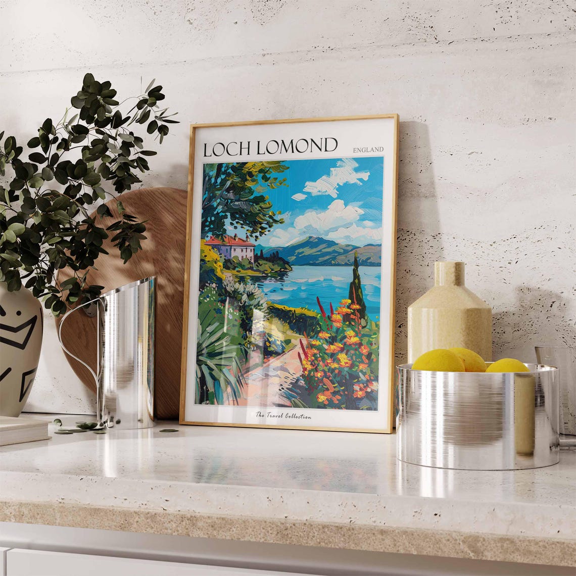 Loch Lomond England Lakeside Villa Flower Path Bright Art Poster - Image 3