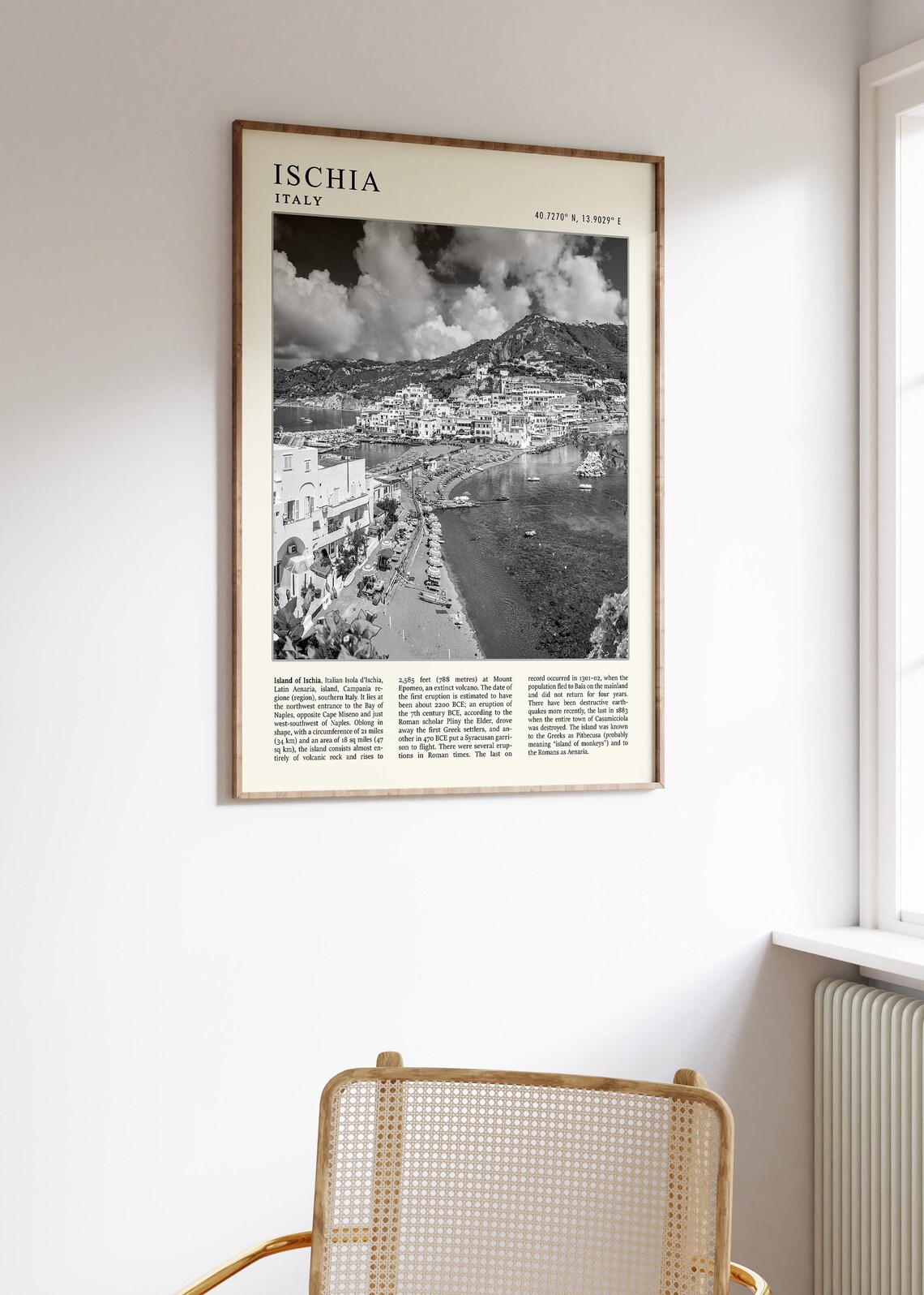 Ischia Italy Volcanic Island Harbor Photo Monochrome Travel Poster - Image 2