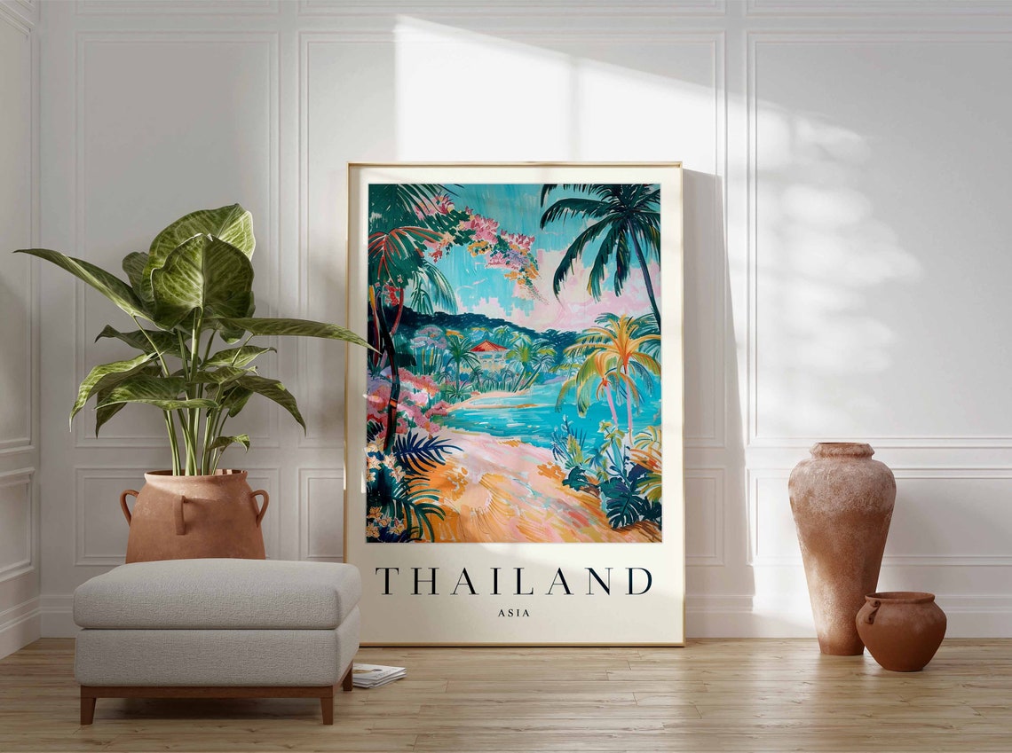 Thailand Poster Thailand Travel Print Asian Wall Art Asia Decor Tropical Decor Sea Print Thailand Gift Thailand Travel Poster - Image 3