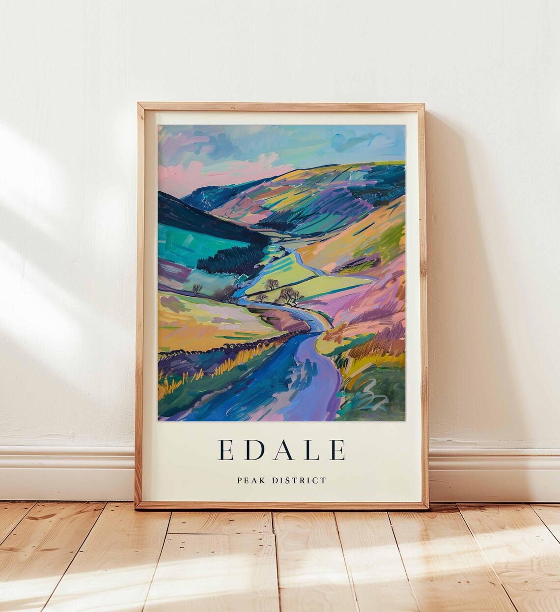 Edale Peak District Colorful Valley Landscape Travel Art Poster