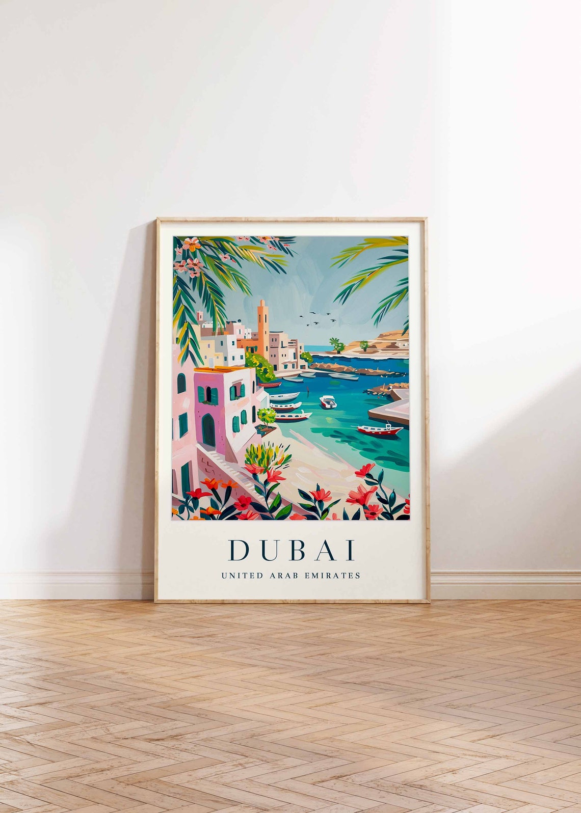 Dubai Poster Dubai Travel Print United Arab Emirates Wall Art Arabian Travel Print Tropical Decor City Print Dubai Travel Poster - Image 2