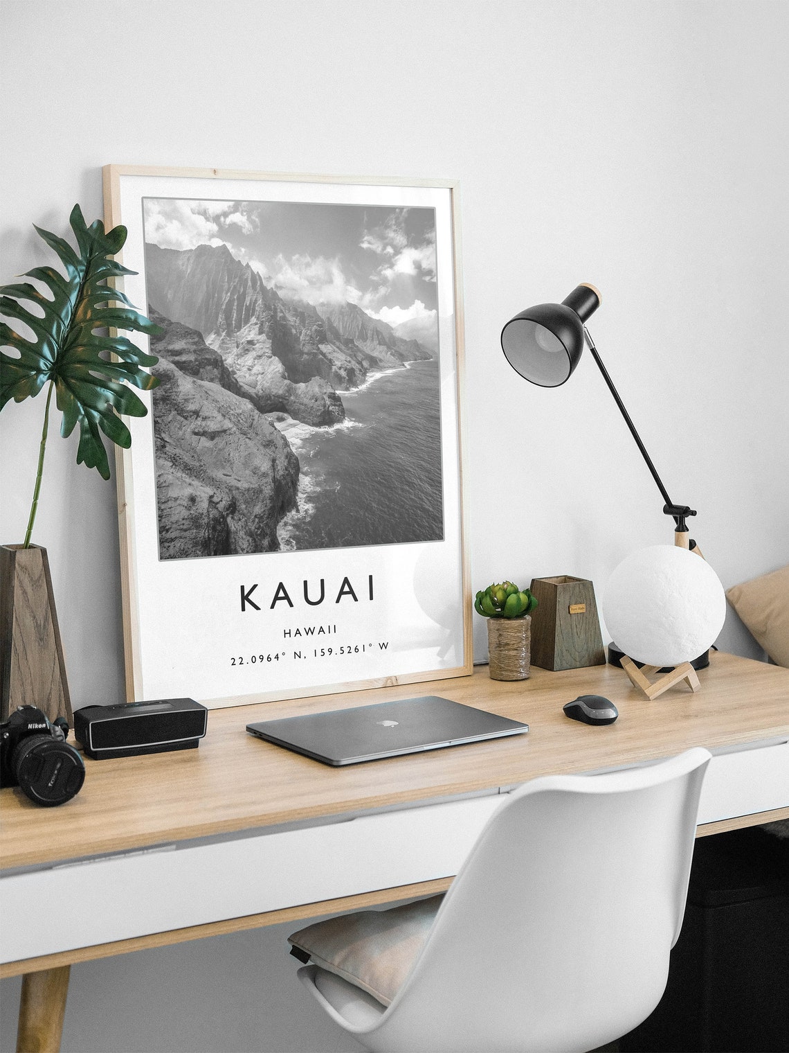 Kauai Travel Print Kauai Travel Poster Hawaii Travel Print Beach Travel Poster Sea Travel Art Black And White Travel Gift - Image 3