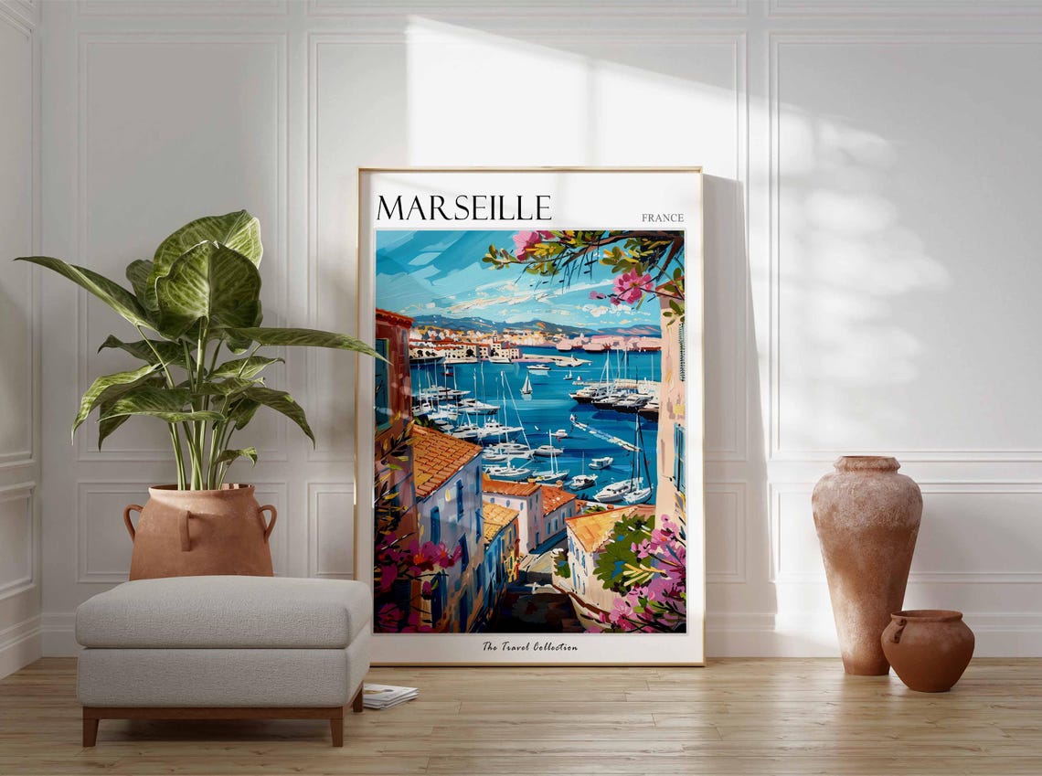 Marseille Poster France Travel Print French Decor Europe Travel Poster European Wall Art Marseille Gift Marseille Travel Poster - Image 3