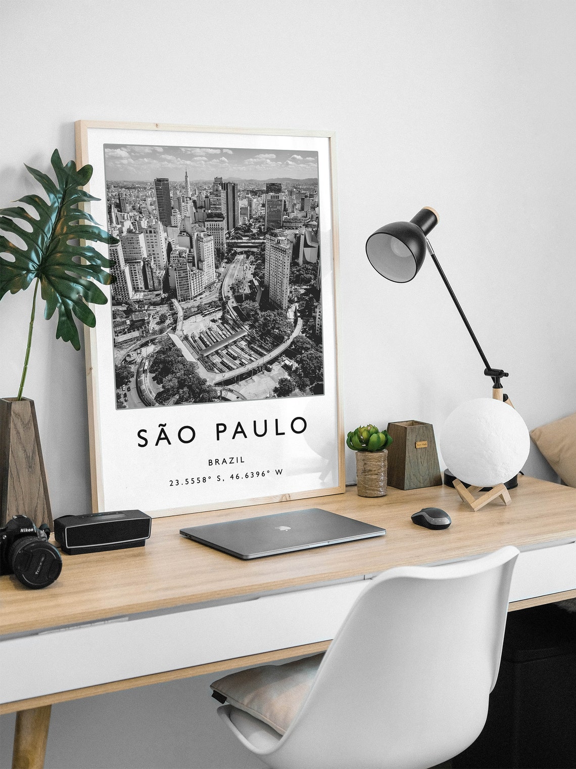 Sao Paulo Brazil Black and White City Skyline Photo View Poster - Image 2