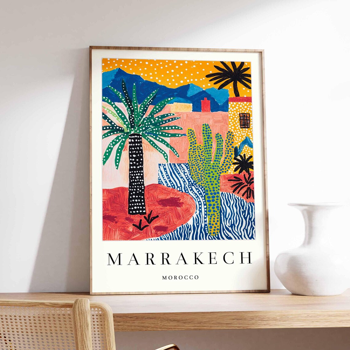 Marrakech Morocco Travel Poster, Jemaa Elfna Medina