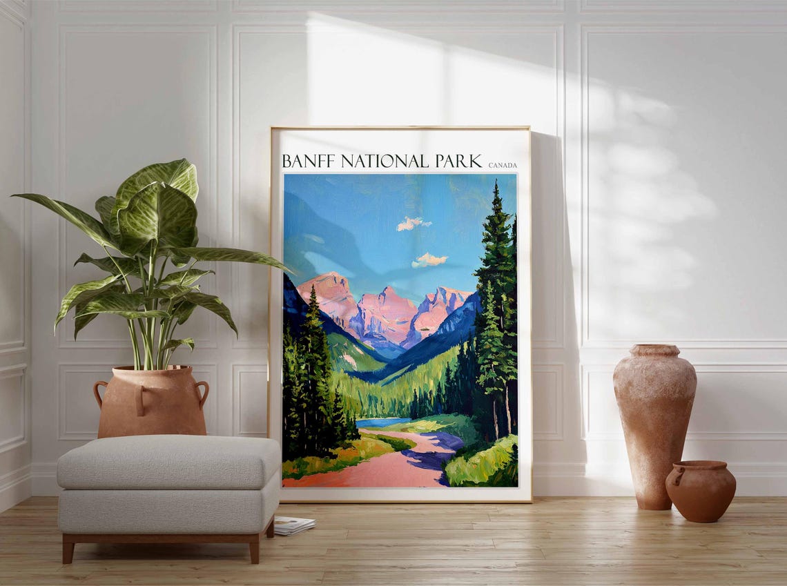 Banff National Park Canada Pine Trail to Pink Mountain Lake Poster - Image 2