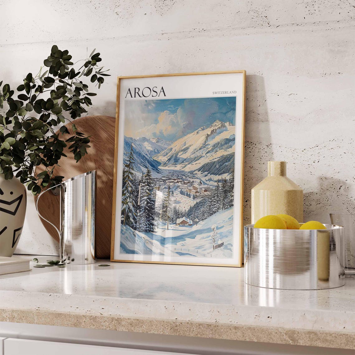 Skiing Travel Poster Arosa Poster Arosa Print Arosa Ski Print Skiing Art Mountain Decor Arosa Travel Print Winter Ski Art Arosa Art - Image 2
