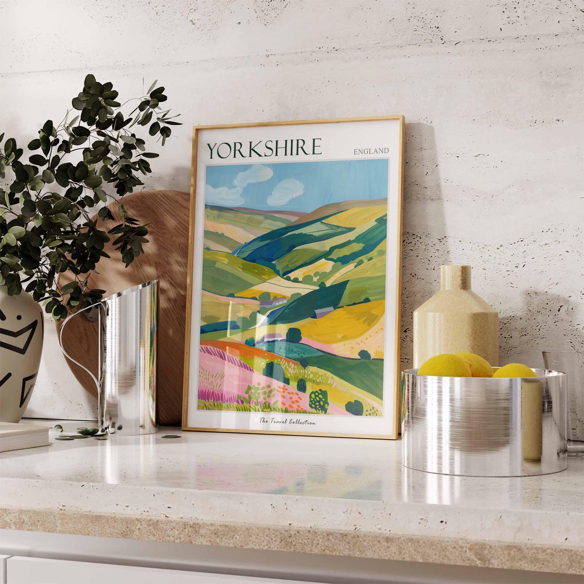 Yorkshire Patchwork Rolling Hills Colorful Dales Countryside Poster - Image 3
