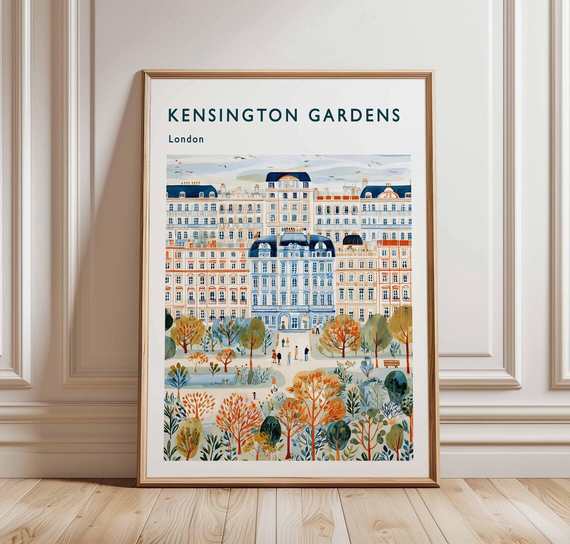 Kensington Gardens London Grand Terraces Autumn Travel Poster