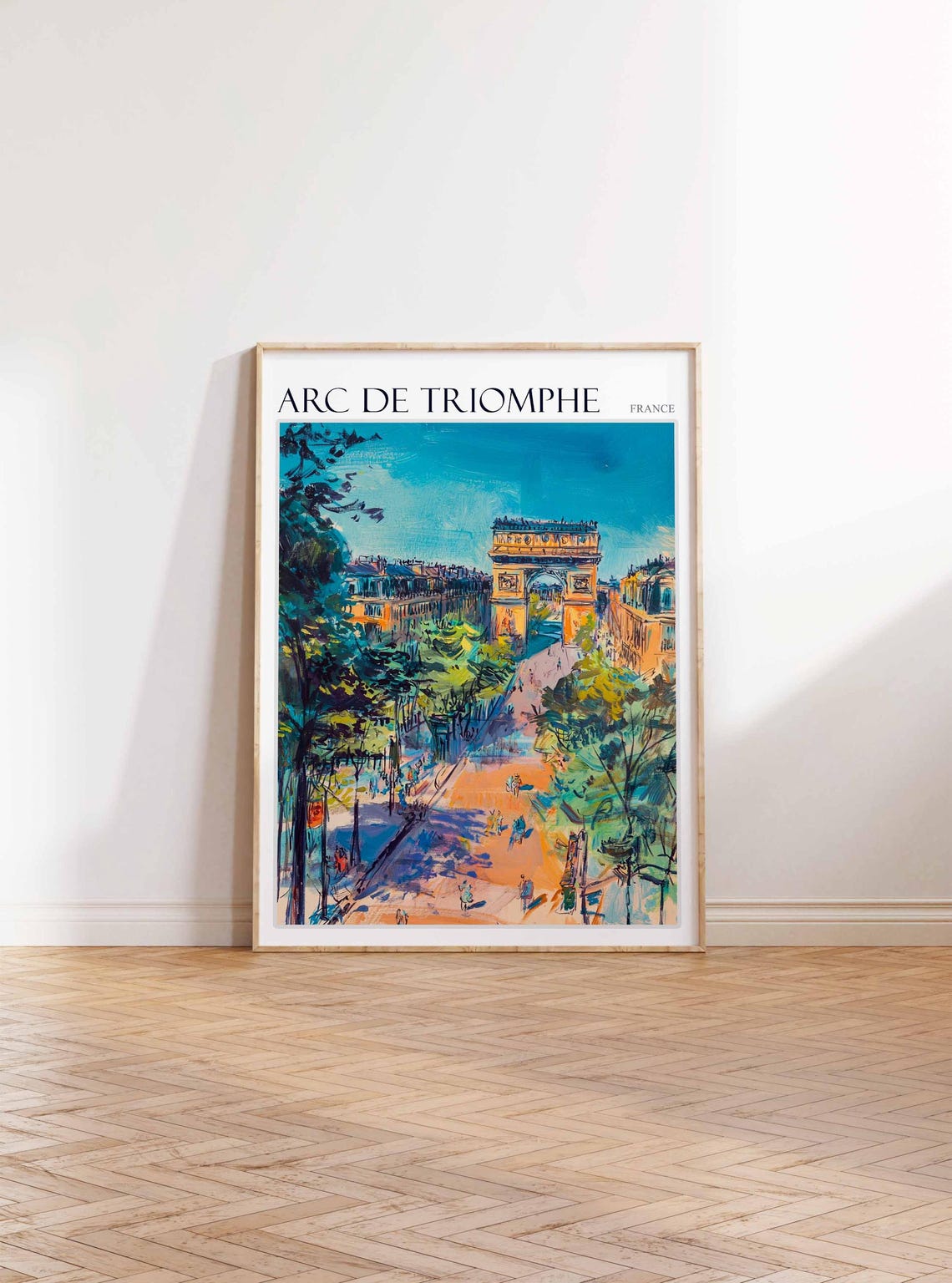 Arc de Triomphe Paris Tree Lined Avenue Colorful Street Art Poster - Image 3
