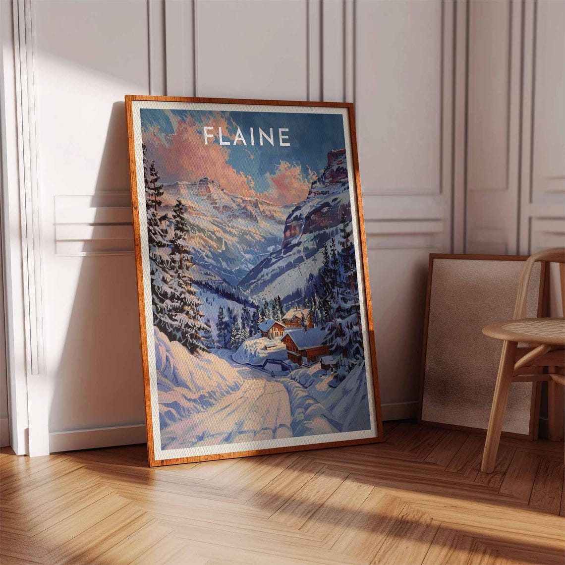 Skiing Travel Poster Flaine Ski Print France Travel Print Skiing Art Skiing Print Winter Sport Art Ski Gift - Image 2