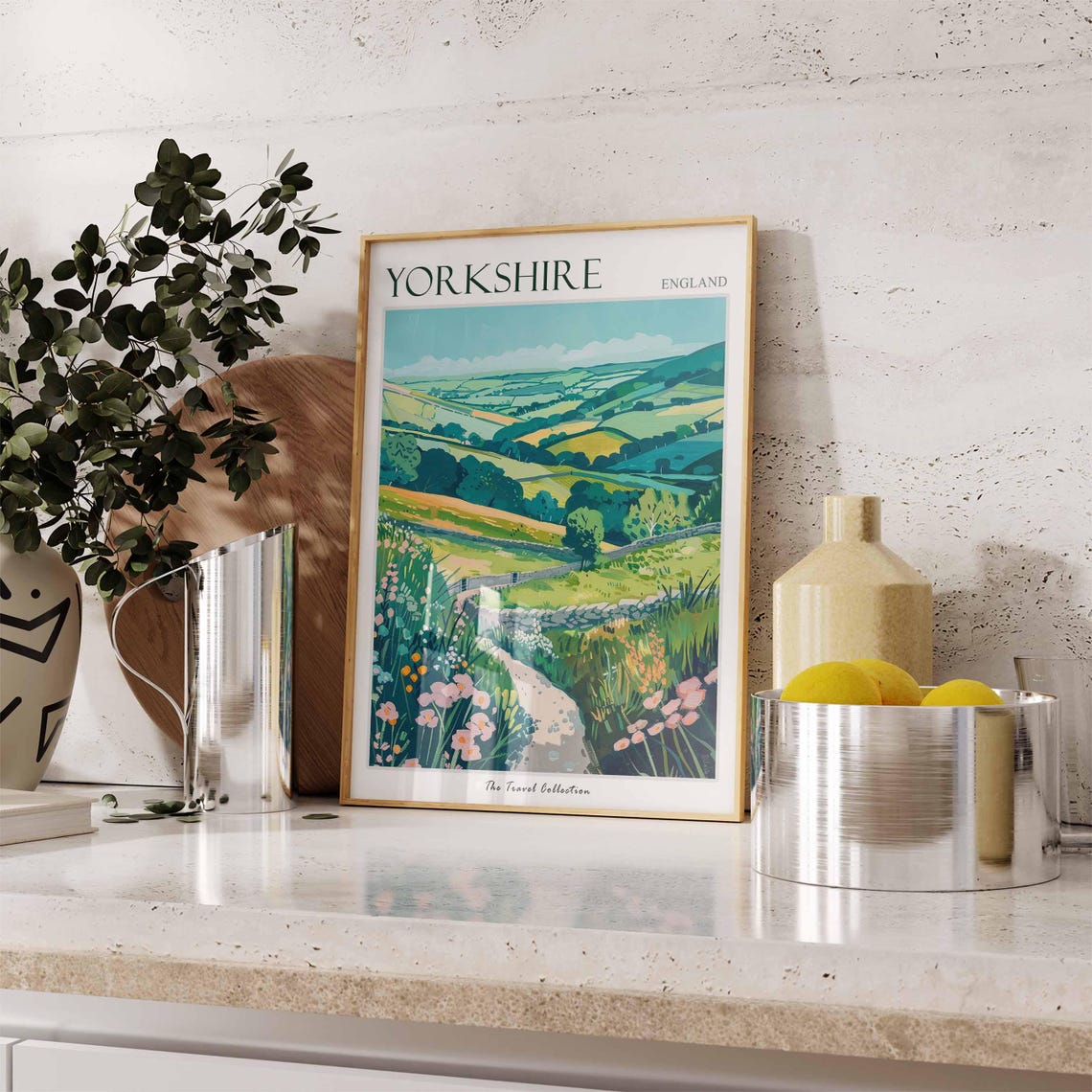 Yorkshire Dry Stone Wall Winding Path Wildflower Meadow Poster - Image 3
