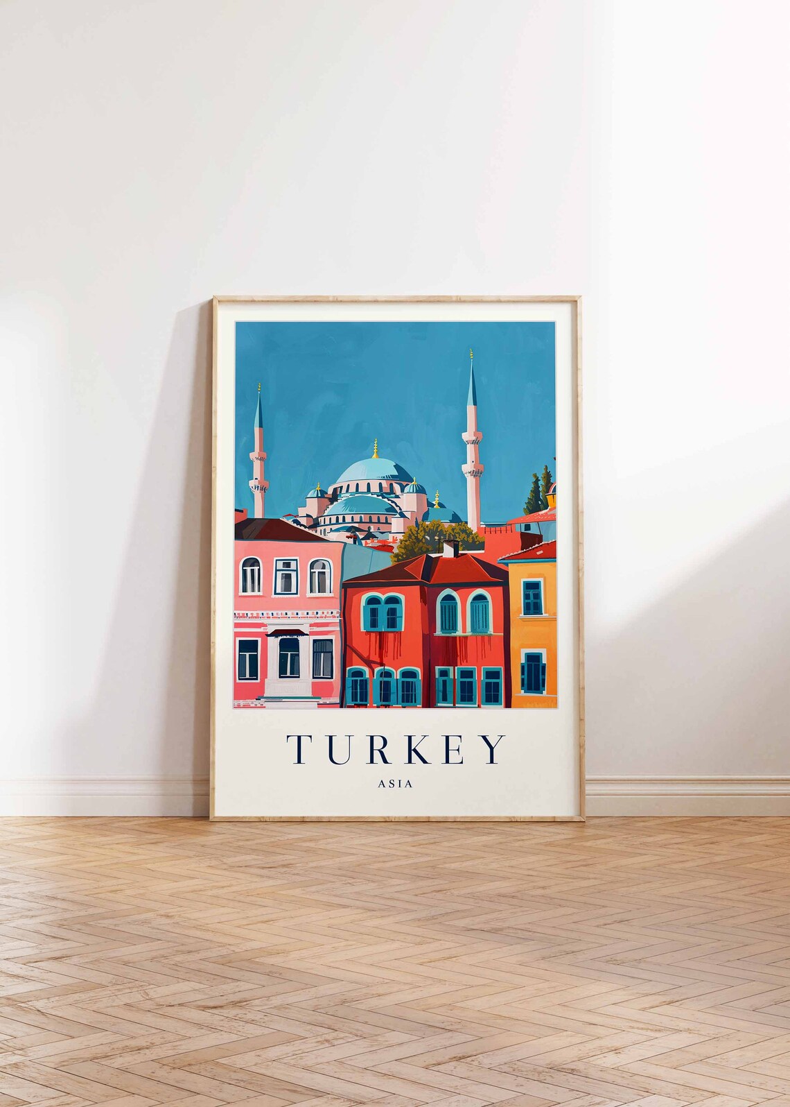 Turkey Grand Mosque Domes Minarets Colorful City Houses Poster - Image 2