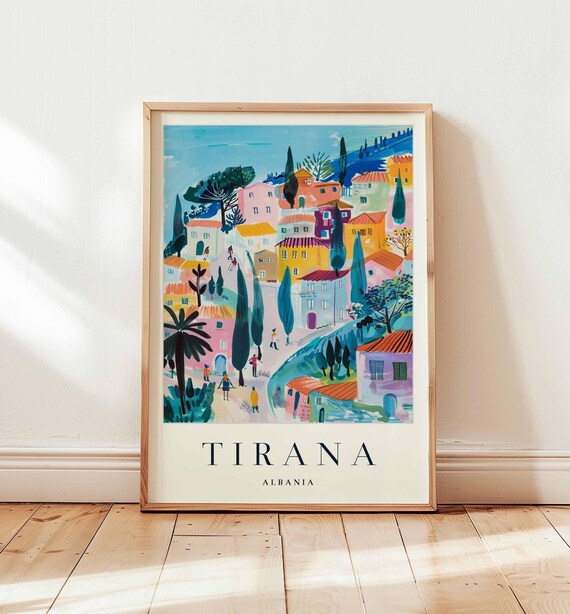 Tirana Poster Albania Travel Print Balkan Cityscape Wall Art
