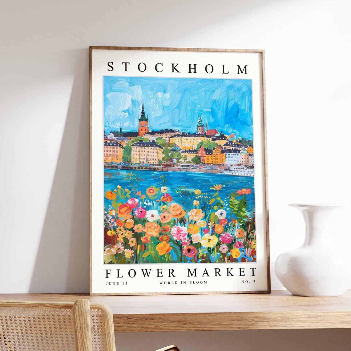 Stockholm Flower Market Harbor Ferry Colorful Blossom Meadow Poster