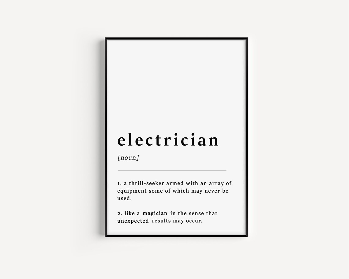 Electrician Definition Funny Typography Quote Print - Image 2
