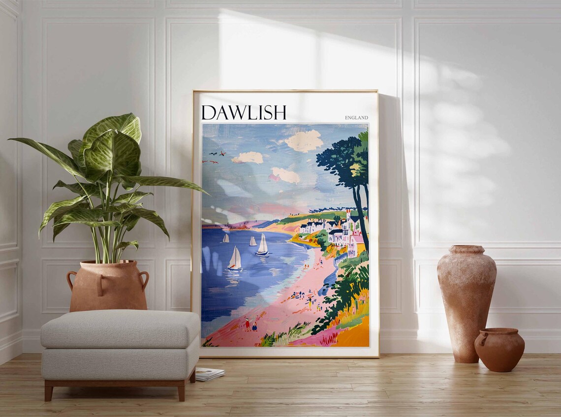 Dawlish Poster Devon Poster England Travel Poster Coastal Wall Art English Home Decor Seaside Town Poster Uk Travel Print Dawlish Art - Image 3