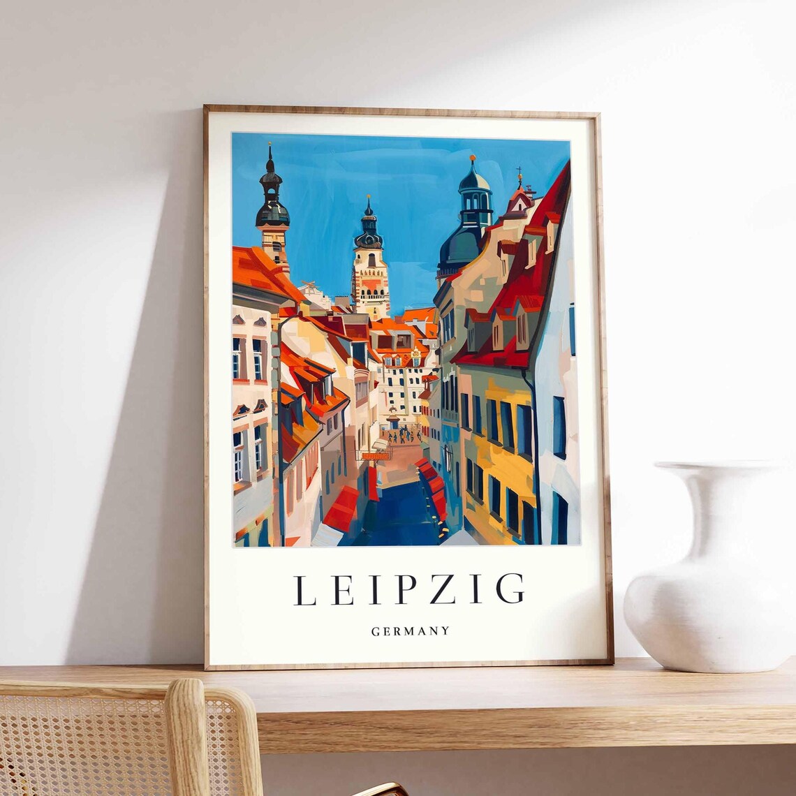 Leipzig Germany Poster Saxony Travel Print City Skyline Art