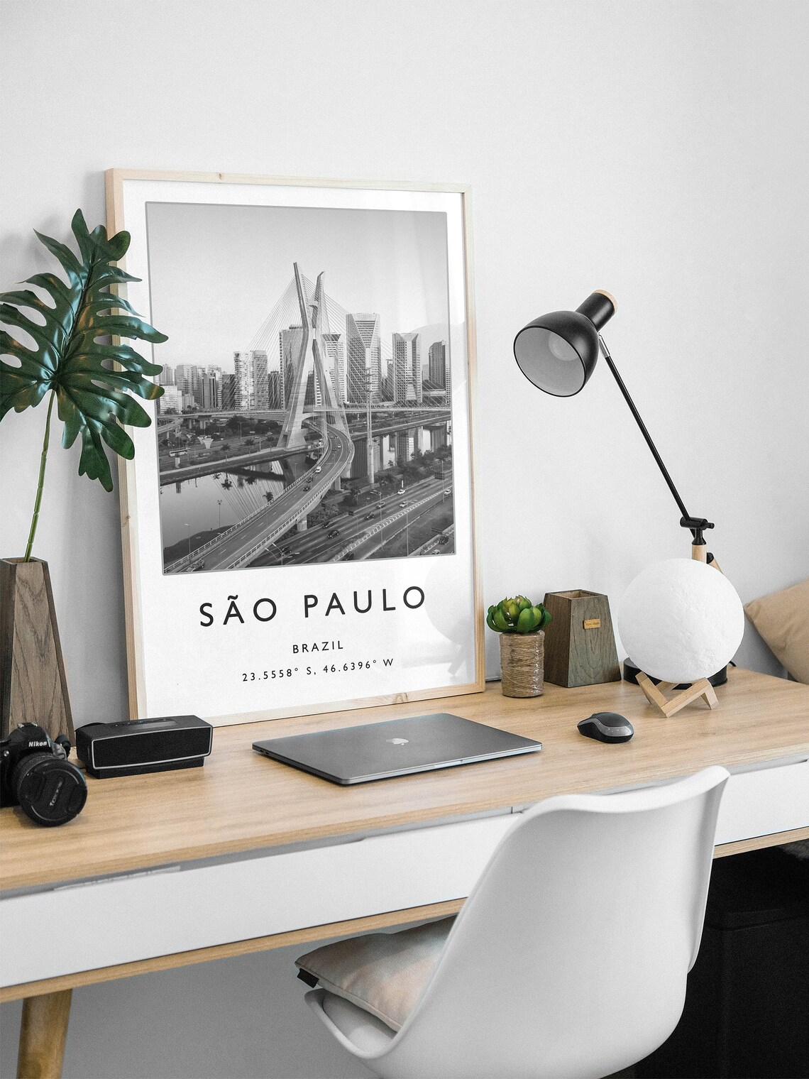 Sao Paulo Brazil Travel Poster, Black and White - Image 3