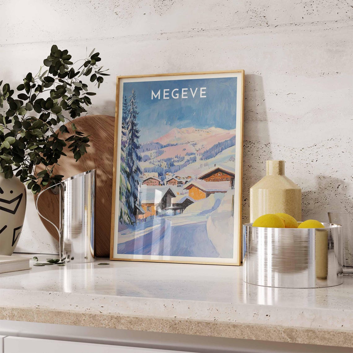 Skiing Travel Poster Megve Ski Print France Travel Print Skiing Art Skiing Print Winter Sport Art Ski Gift - Image 2