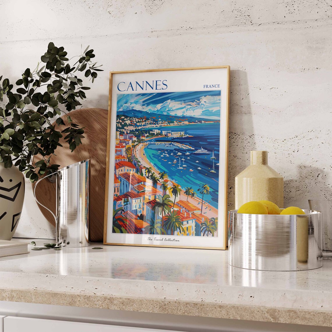 Cannes France Vibrant Harbor Riviera Coastal View Travel Poster - Image 2