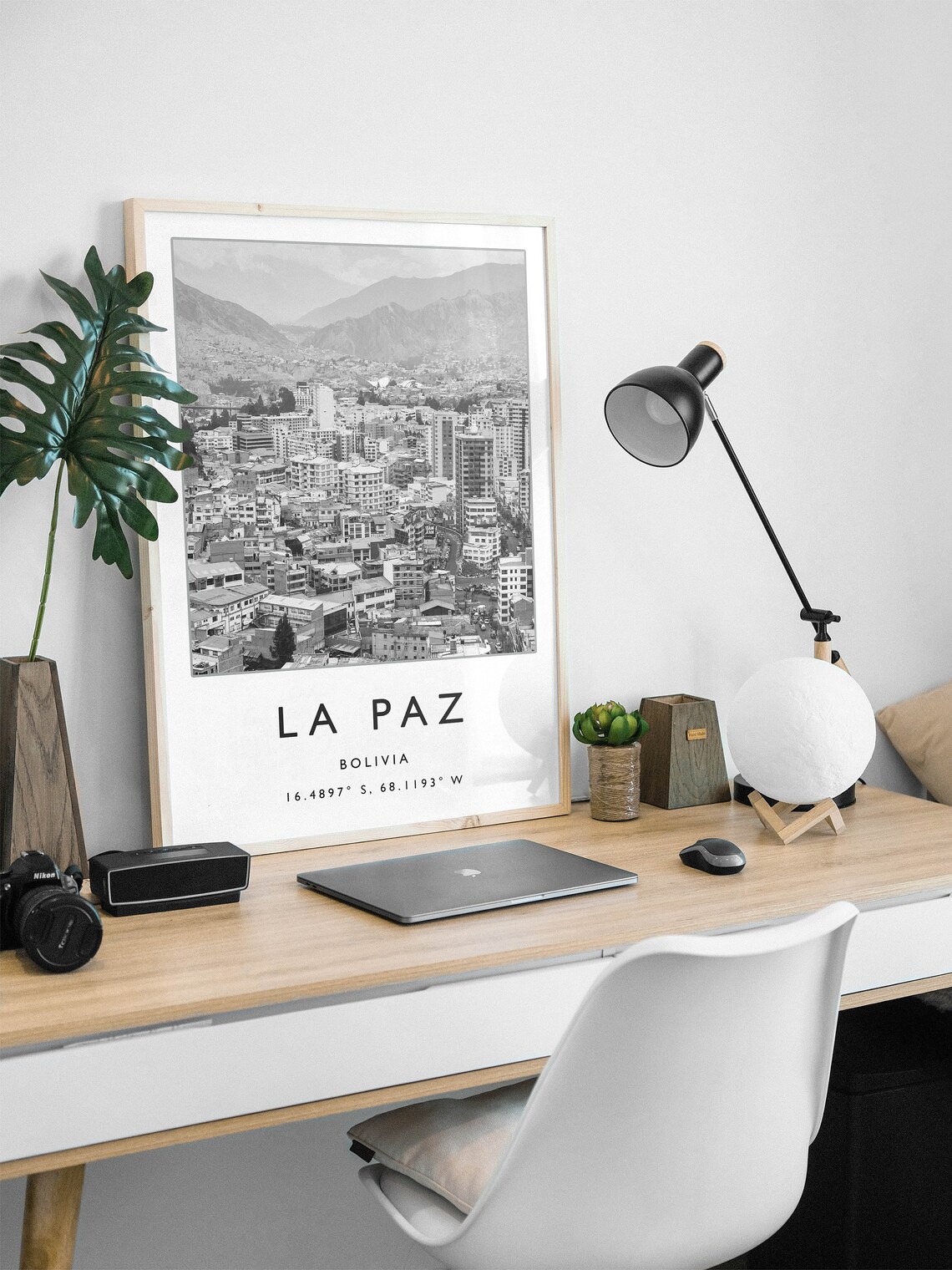 La Paz Bolivia Black and White Mountain Cityscape Photo Travel Poster - Image 3