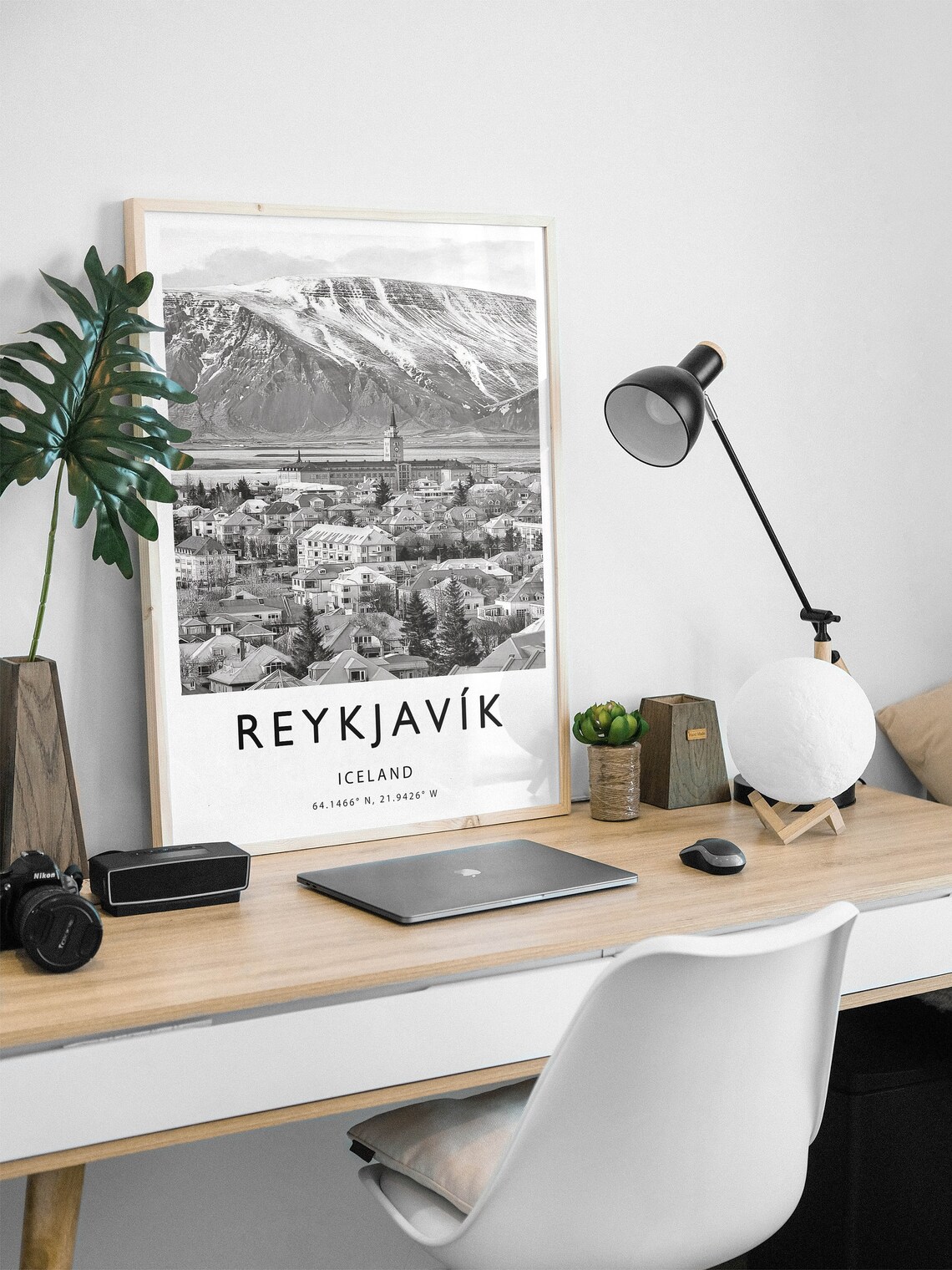 Reykjavik Travel Poster, Iceland Black and White Art - Image 2