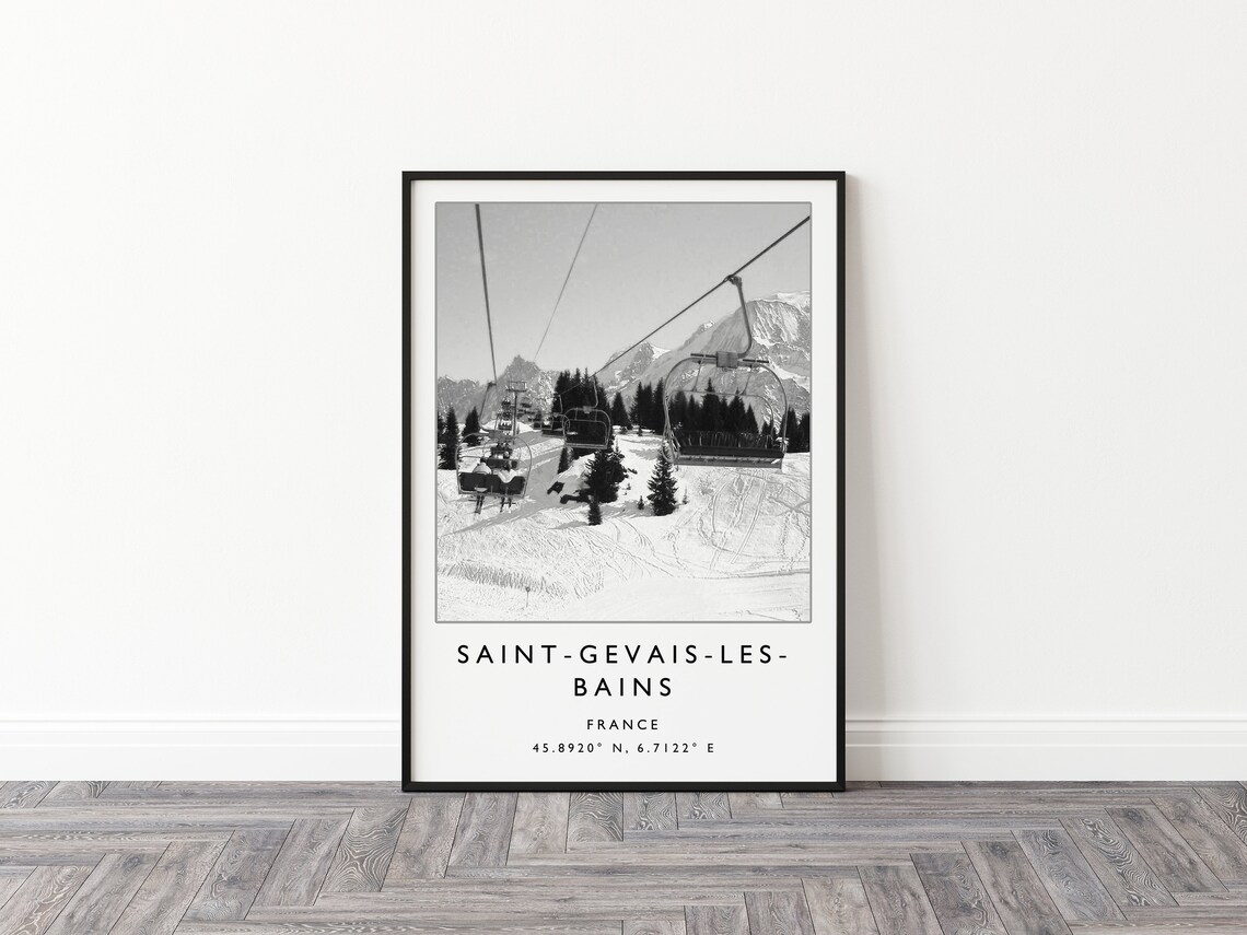 Saint Gervais Skiing Travel Poster, France Travel Art Print - Image 2