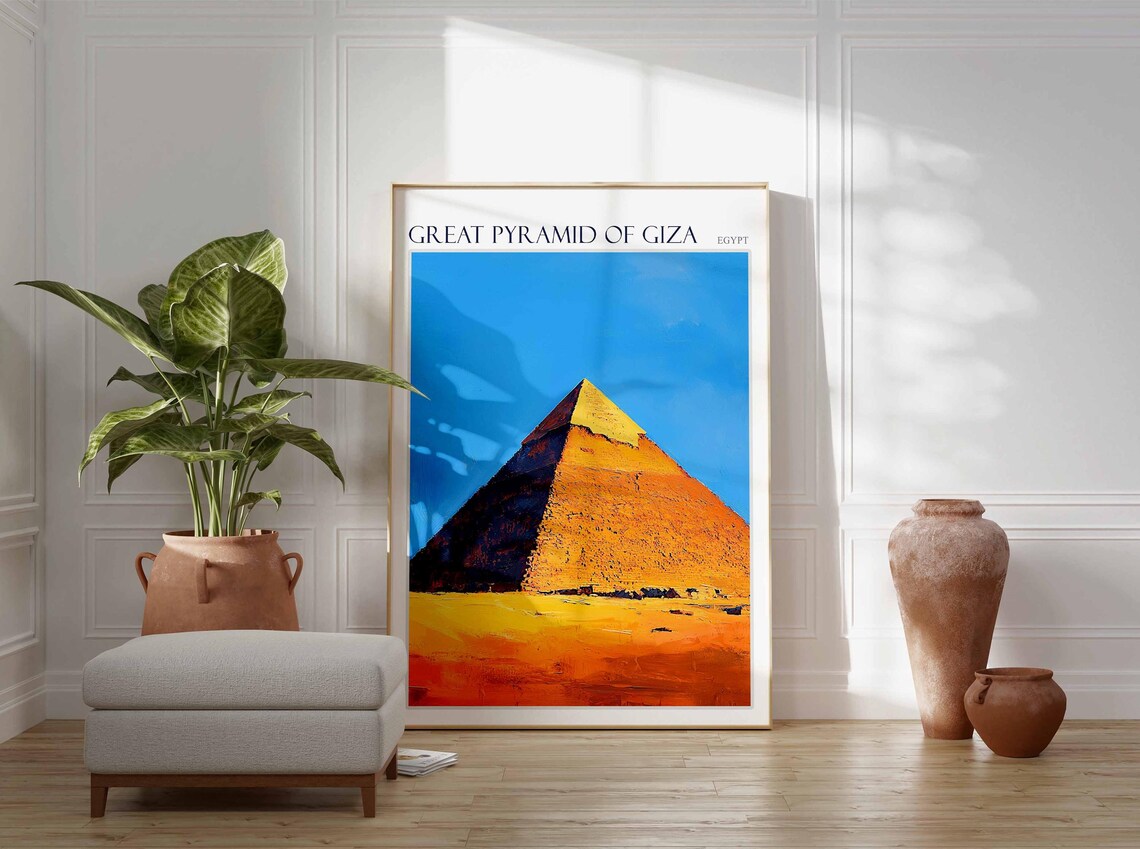 Great Pyramid Of Giza Golden Close Up Vibrant Egypt Travel Poster - Image 2