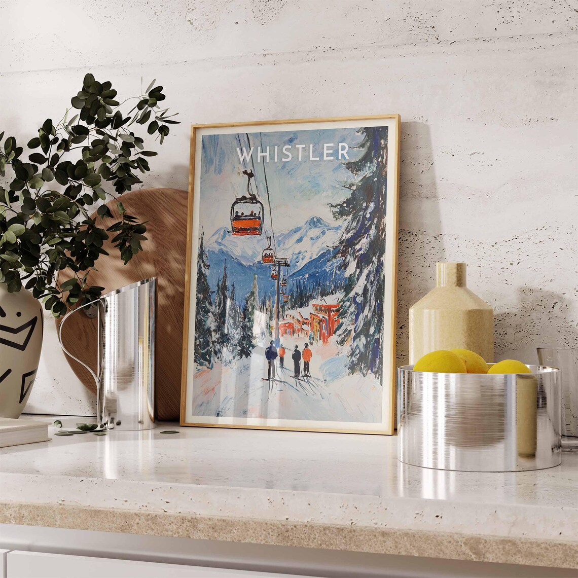Whistler Canada Gondola Ride Colorful Village Winter Travel Poster - Image 2