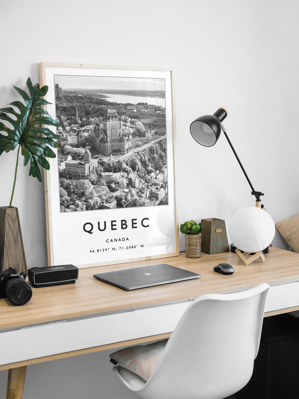 Quebec Travel Poster, Black And White Coordinates - Image 2