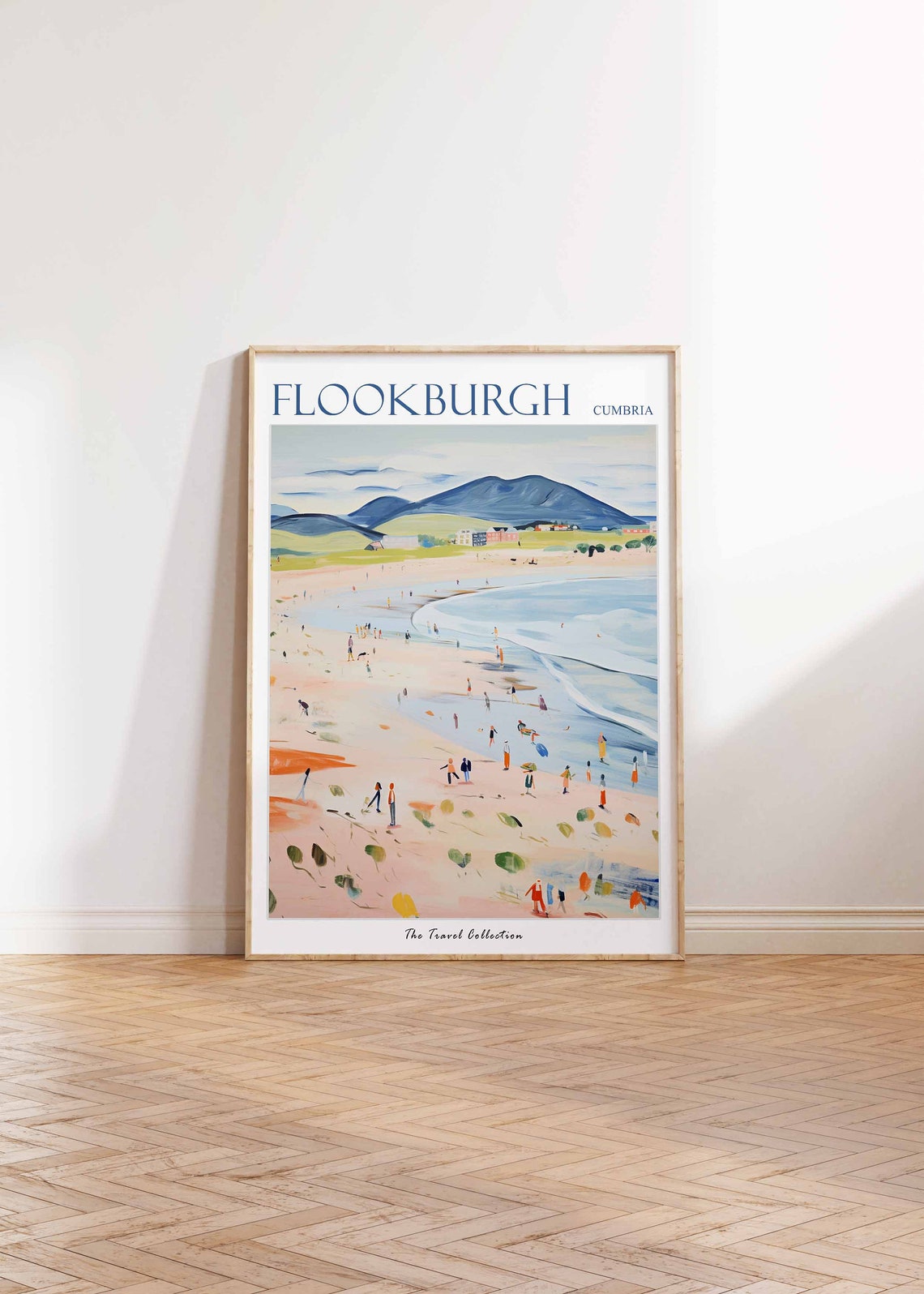 Flookburgh Cumbria Beach with Mountains Vintage Travel Poster - Image 2