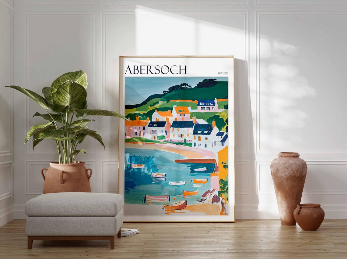 Abersoch Poster Wales Travel Poster Coastal Wall Art Uk Travel Poster Welsh Decor North Wales Poster Welsh Coast Poster Abersoch Art - Image 3