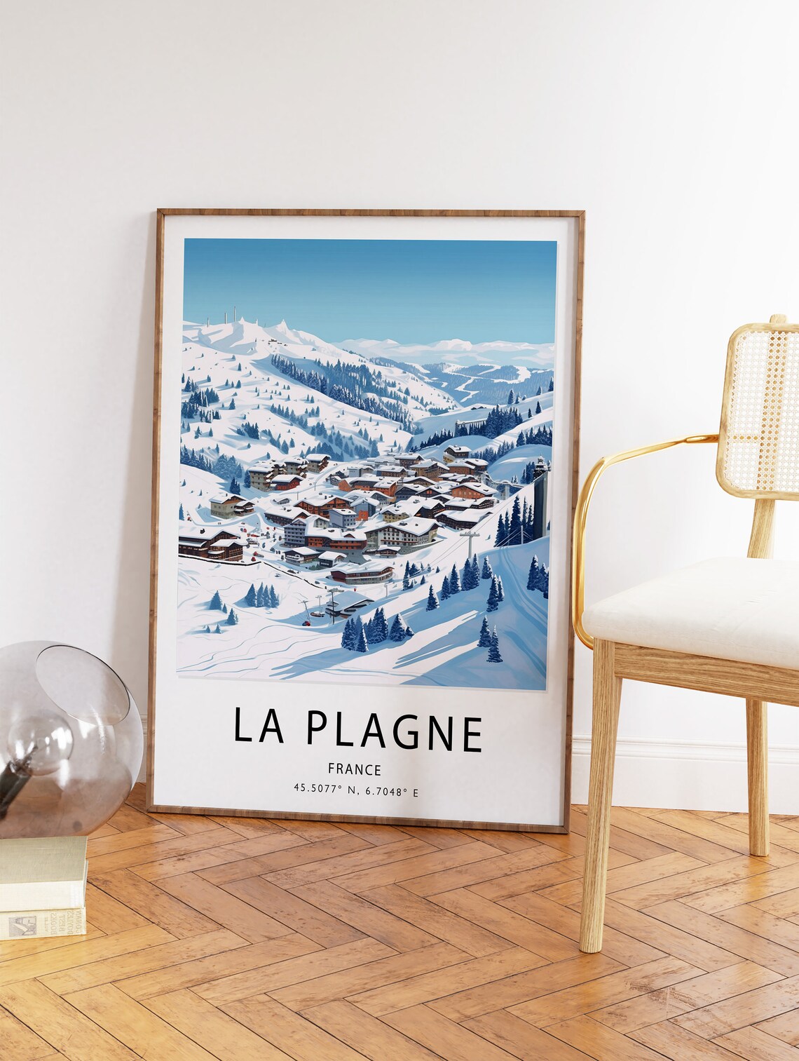 La Plagne France Snowy Ski Resort Mountain Slopes Travel Poster - Image 2
