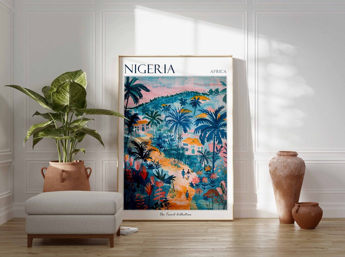 Nigeria Poster Nigeria Travel Print Nigerian Travel Poster African Decor Tropical Decor Botanical Art African Art Nigerian Gift - Image 2