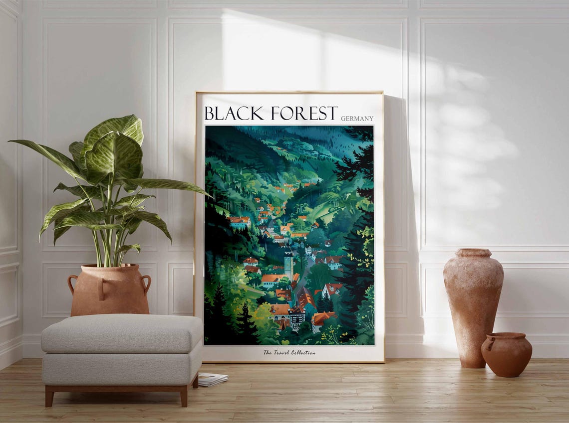 Black Forest Germany Deep Green Valley Village Aerial View Poster - Image 2