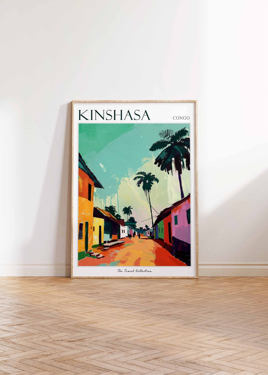 Kinshasa Congo Colorful Street Palms African City Scene Poster - Image 2